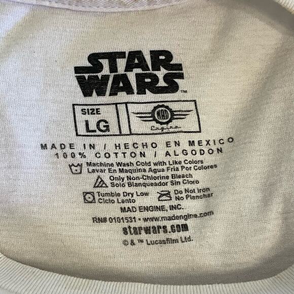 Star Wars L white cotton short sleeve t-shirt Princess Leia R2D2 A New Hope - Picture 4 of 7